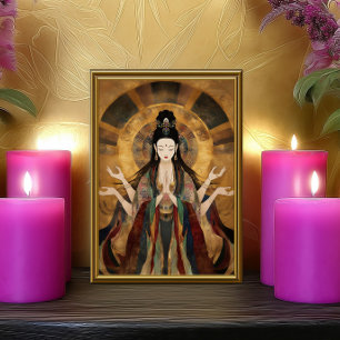 Quan Yin: Buddhist Goddess Gold Art Nouveau Poster