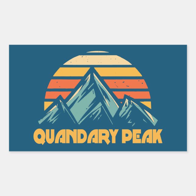 Quandary Peak Colorado Retro Turquoise Rectangular Sticker (Front)