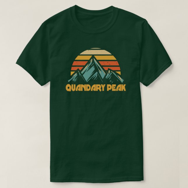 Quandary Peak Colorado Retro Turquoise T-Shirt (Design Front)