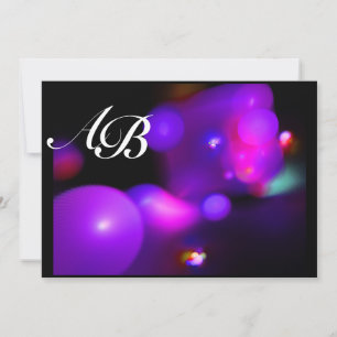 QUANTUM BUBBLE black pink purple fuchsia Invitation