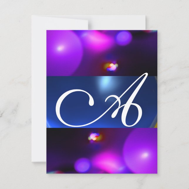 QUANTUM BUBBLE MONOGRAM  purple blue Invitation (Front)