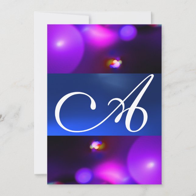 QUANTUM BUBBLE MONOGRAM  purple blue Invitation (Front)