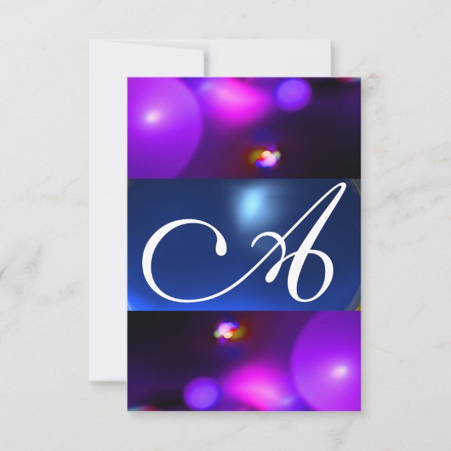 QUANTUM BUBBLE MONOGRAM  purple blue rsvp Invitation (Front)