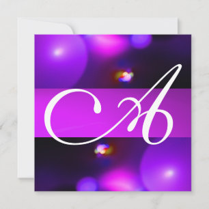 QUANTUM BUBBLE MONOGRAM purple Invitation