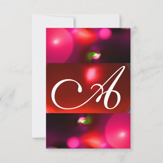 QUANTUM BUBBLE MONOGRAM red black pink rsvp Invitation (Front)