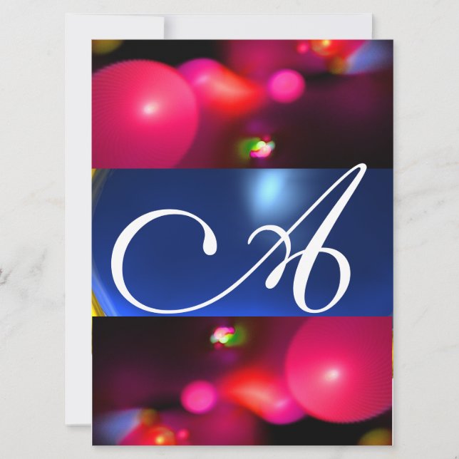 QUANTUM BUBBLE MONOGRAM red blue Invitation (Front)