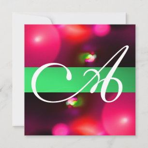 QUANTUM BUBBLE MONOGRAM red green Invitation