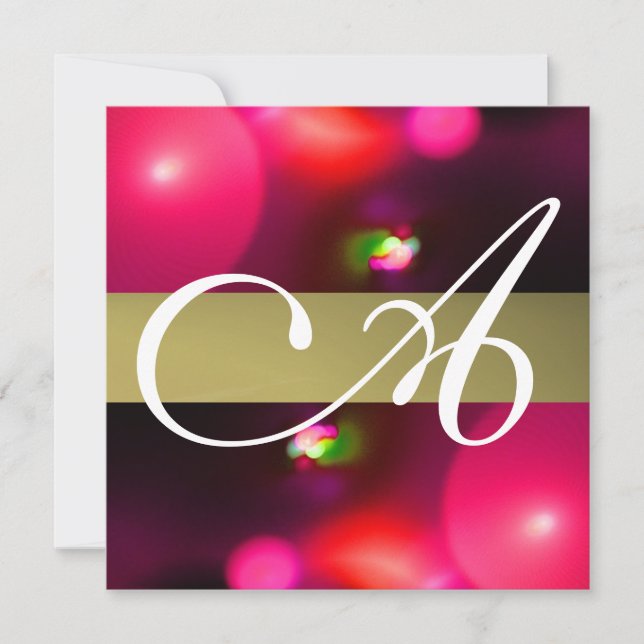 QUANTUM BUBBLE MONOGRAM red grey Invitation (Front)