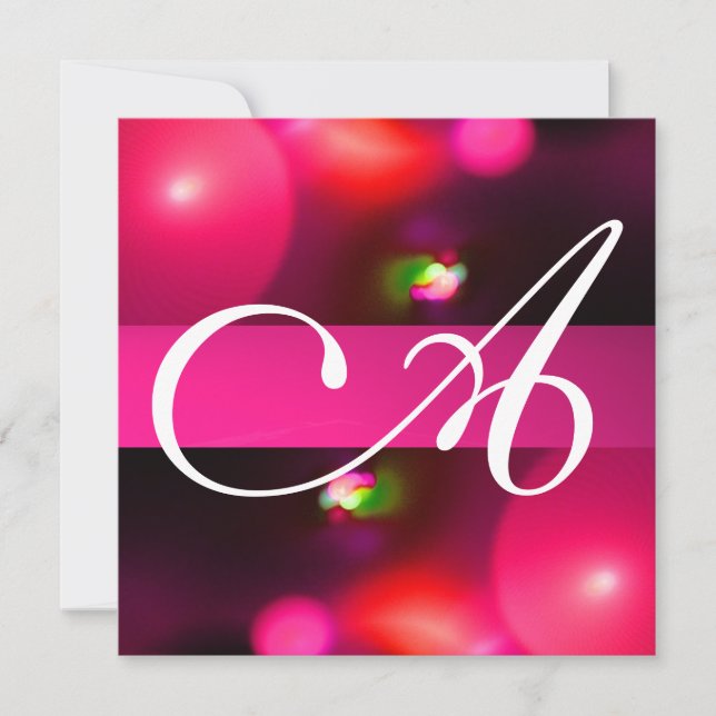 QUANTUM BUBBLE MONOGRAM red pink Invitation (Front)