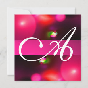 QUANTUM BUBBLE MONOGRAM red pink Invitation