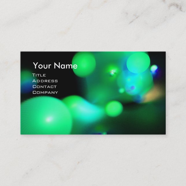QUANTUM BUBBLES 2 MONOGRAM Vibrant black green Business Card (Front)
