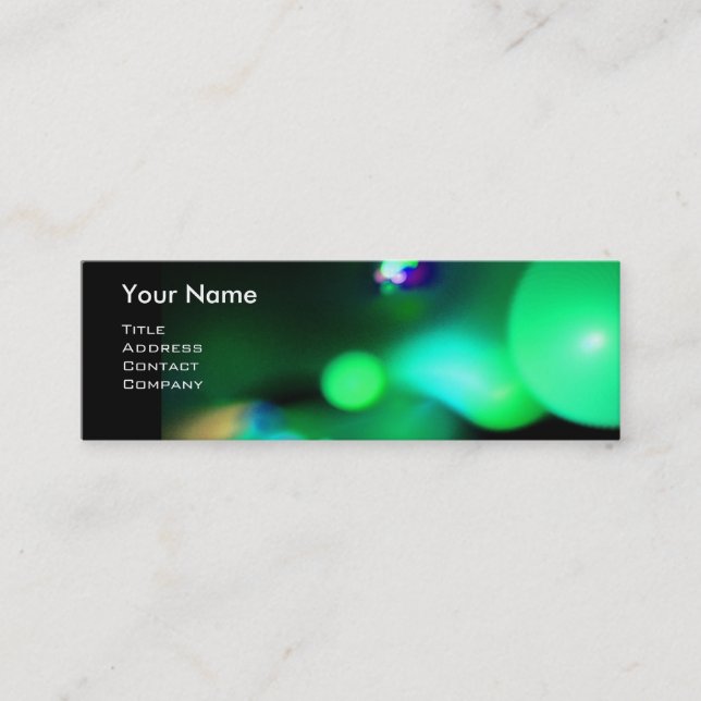 QUANTUM BUBBLES 2 MONOGRAM Vibrant black green Mini Business Card (Front)