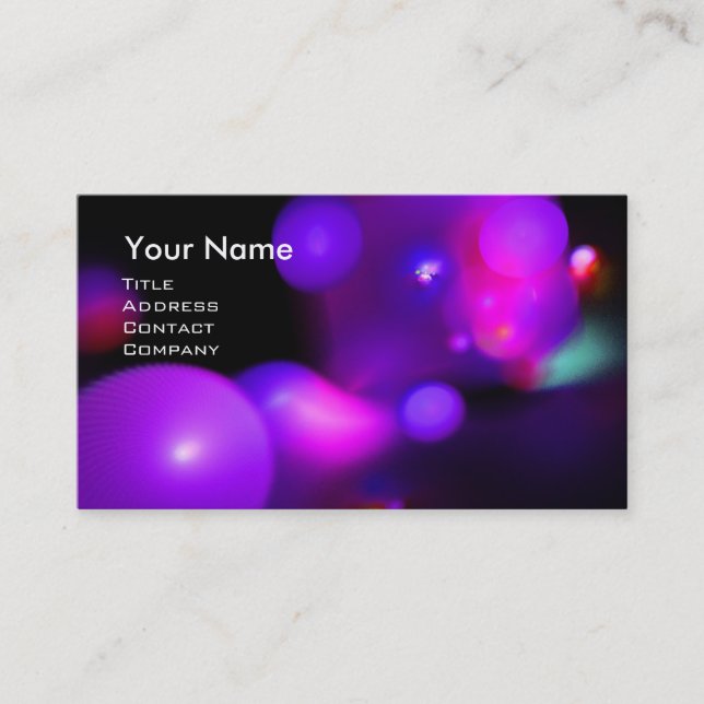 QUANTUM BUBBLES 2 MONOGRAM Vibrant black purple Business Card (Front)