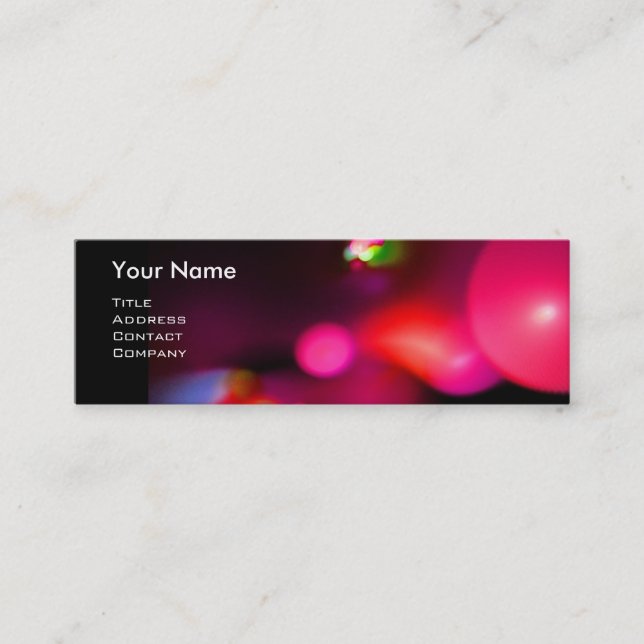QUANTUM BUBBLES 2 MONOGRAM Vibrant black red Mini Business Card (Front)