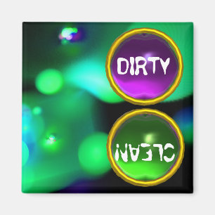 QUANTUM BUBBLES AND PURPLE GREEN GEMS Dirty Clean Magnet
