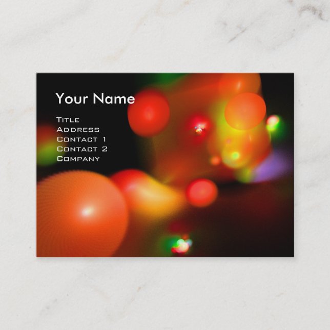 QUANTUM BUBBLES  MONOGRAM Vibrant red orange black Business Card (Front)