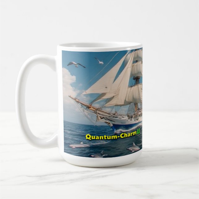 Quantum-Charm AI prompted Sailing Tall Ship v3.0 Coffee Mug (Left)