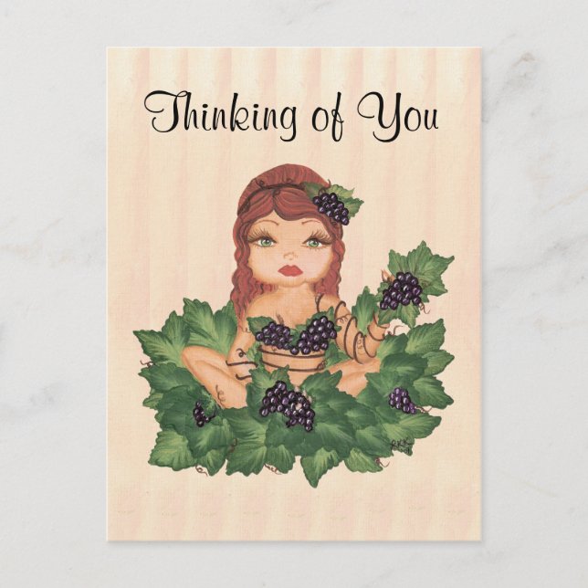 Quantum Cutie Grape Vine Girl Thinking of You Postcard (Front)