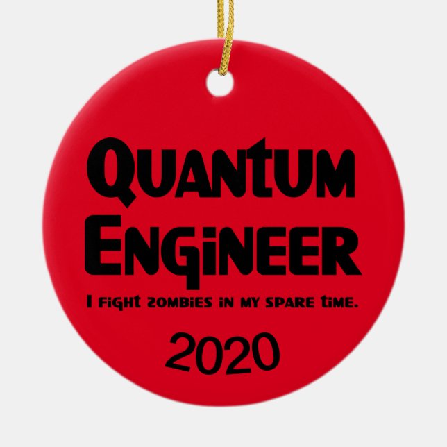 Quantum Engineer Zombie Fighter Ceramic Tree Decoration (Front)