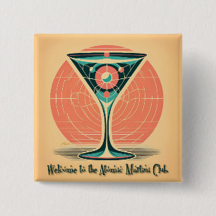 Quantum Entanglement Atomic Martini Club Cocktail 15 Cm Square Badge