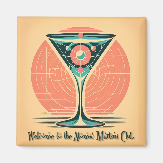 Quantum Entanglement Atomic Martini Club Cocktail Magnet (Front)