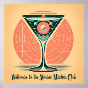 Quantum Entanglement Atomic Martini Club Cocktail Poster