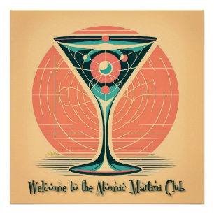 Quantum Entanglement Atomic Martini Club Cocktail Poster