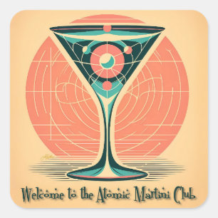 Quantum Entanglement Atomic Martini Club Cocktail Square Sticker