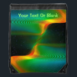 Quantum Entanglement Drawstring Bag<br><div class="desc">A blue,  green and orange fractal image with stars in the background.</div>
