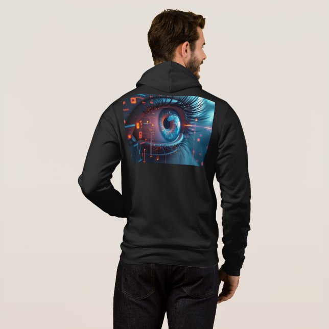 Quantum Eye men Bella black hooded sweatshirt back (Back Full)