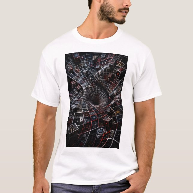 Quantum Grid 3D Illusion  T-Shirt (Front)