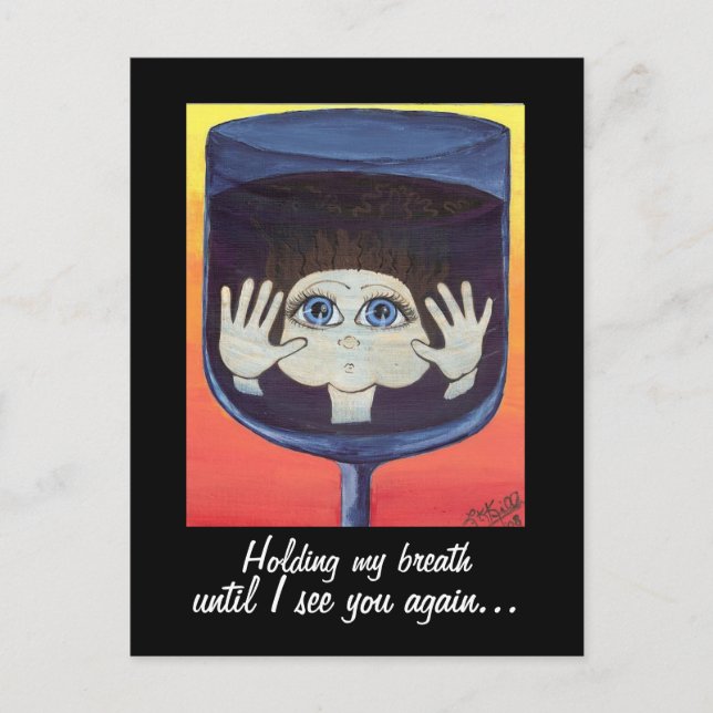 Quantum Kid in Wine Glass Thinking of You Postcard (Front)