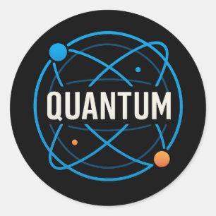 Quantum Orbit Badge – Futuristic Science Design Classic Round Sticker