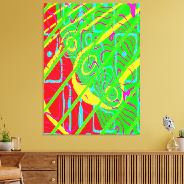 Quantum Physics Neon Colours Kinetic Painting  Canvas Print (Insitu(LivingRoom))