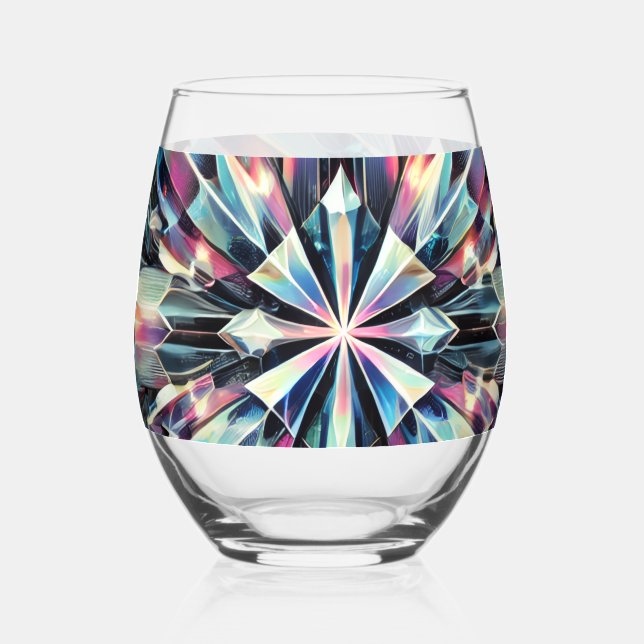 Quantum Verse - Prismatic Starburst Wine Glass (Front)