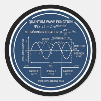 Quantum Wave Function Physics Equation Vinyl Stick Classic Round Sticker