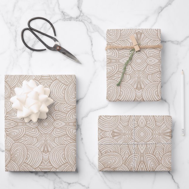 Quantumn Weave - Warm Neutral Wrapping Paper Sheet (Front)