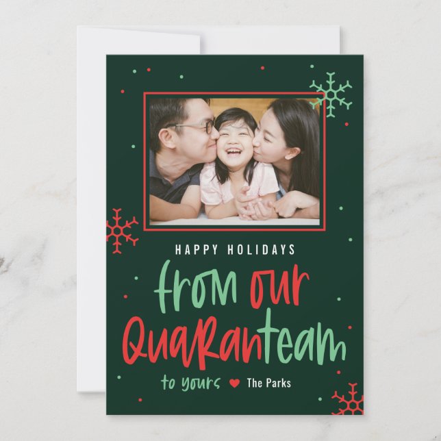 Quaranteam EDITABLE COLOR Holiday Photo Card (Front)