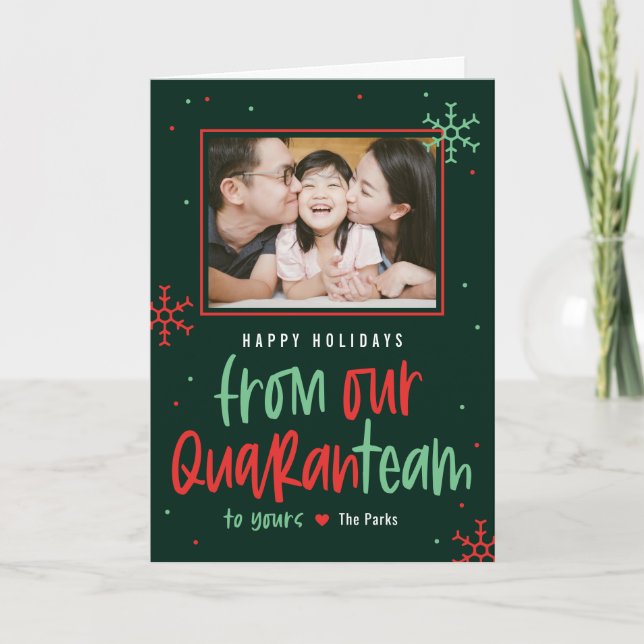 Quaranteam Editable Colour Folded Holiday Card (Front)
