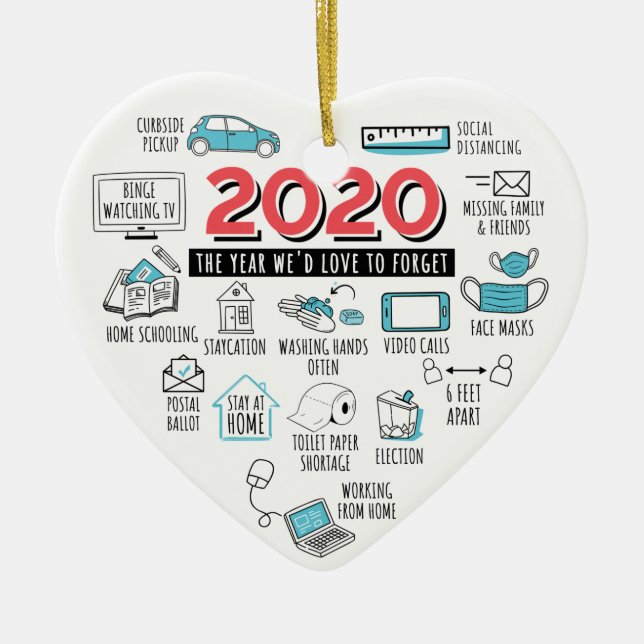 Quarantine 2020 Christmas Pandemic Commemorative Ceramic Tree Decoration (Front)