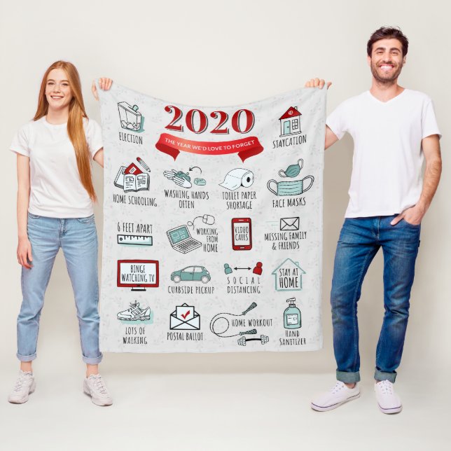 Quarantine 2020 Commemorative Lockdown Christmas Fleece Blanket (In Situ)