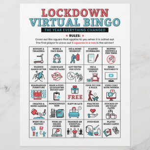 Quarantine Bingo Pandemic Lockdown Activities