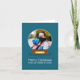 Quarantine Bubble Merry Christmas photo Holiday Card