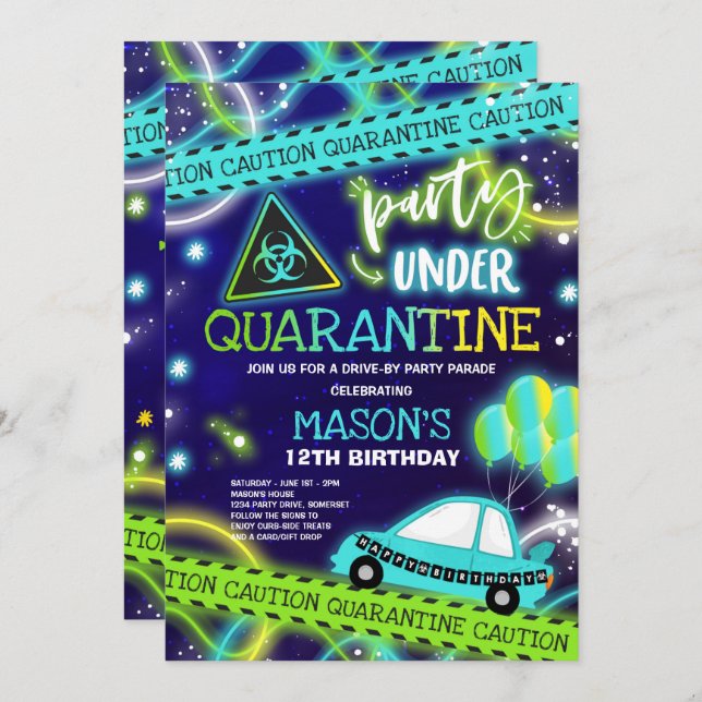 Quarantine Drive-By Birthday Party Parade Invitation (Front/Back)