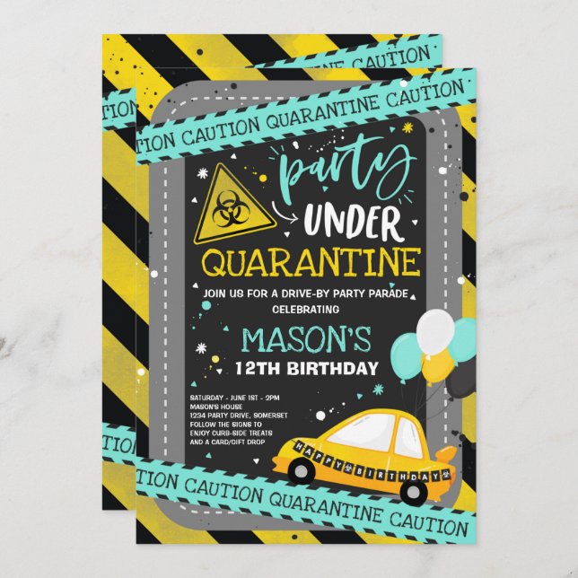 Quarantine Drive-By Birthday Party Parade Invitation (Front/Back)