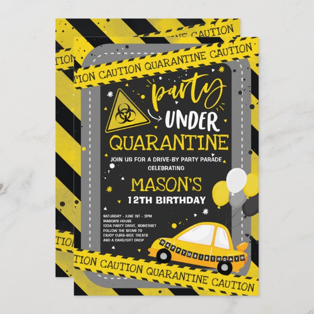 Quarantine Drive-By Birthday Party Parade Invitation (Front/Back)