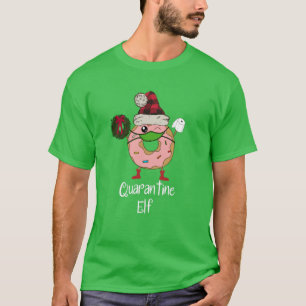 Quarantine Elf Funny Christmas Masked Doughnut T-Shirt