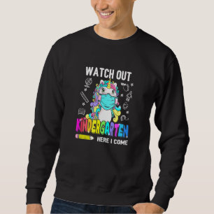 Quarantine Kindergarten Unicorn Face Mask Back to  Sweatshirt