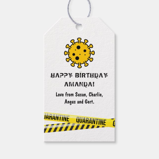 Quarantine Lockdown Birthday Gift Tags (Front)
