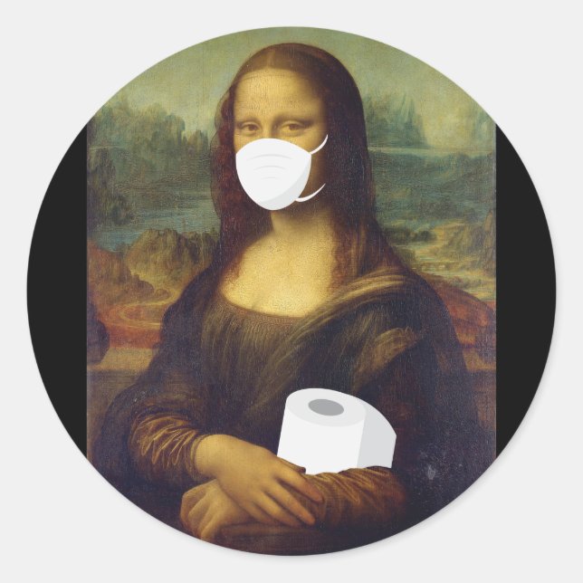 Quarantine Mona Lisa Classic Round Sticker (Front)